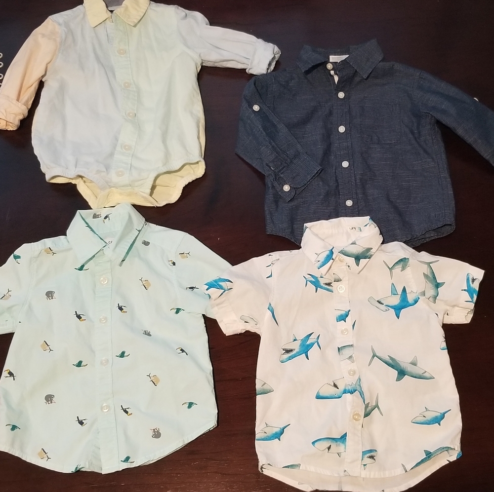 Bundle: 4 Baby Button Down Shirts 6-12M